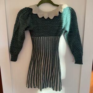 MISHA & PUFF Green Knit Dress Kids 6-7